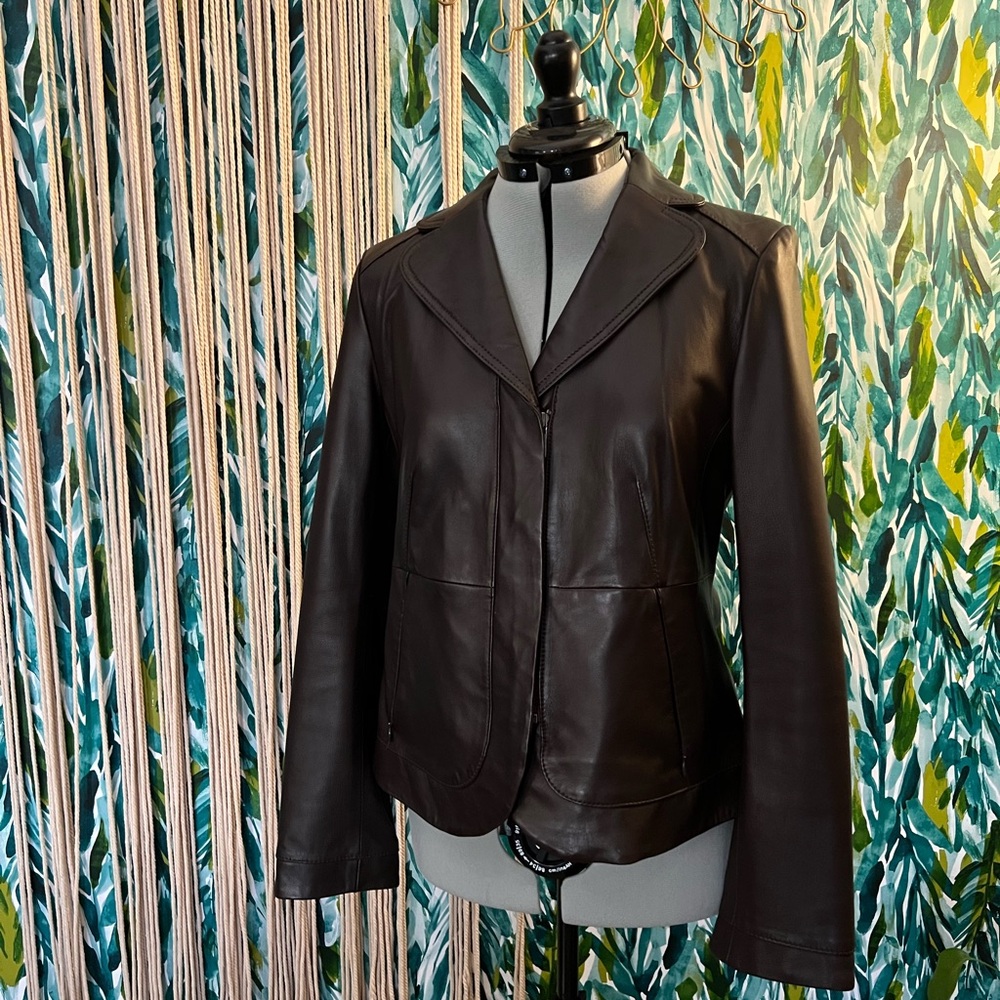 Banana Republic Brown Leather Feminine Jacket